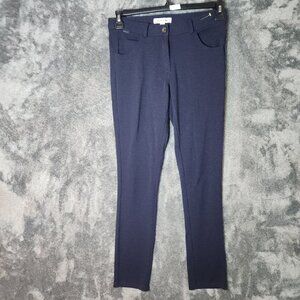 LACOSTE Women 36 (Small) Navy Blue CASUAL TROUSER PANTS 30X25.5 Mid Rise EUC